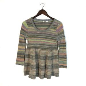 Anthropologie Moth Peplum Striped Boho Sweater